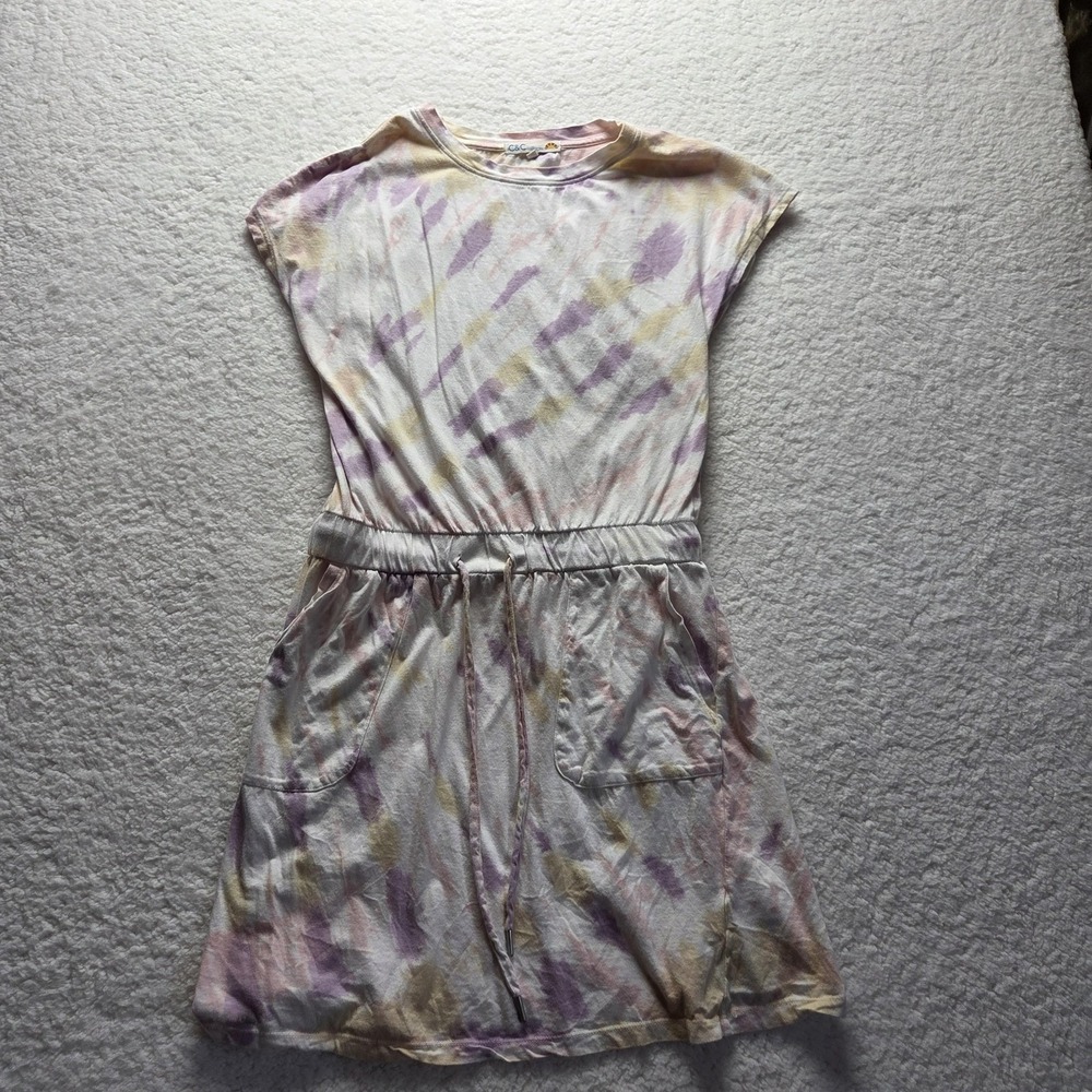 C&C California T Shirt Dress Womens XS Multicolor Tie Dye Short Sleeve Pockets